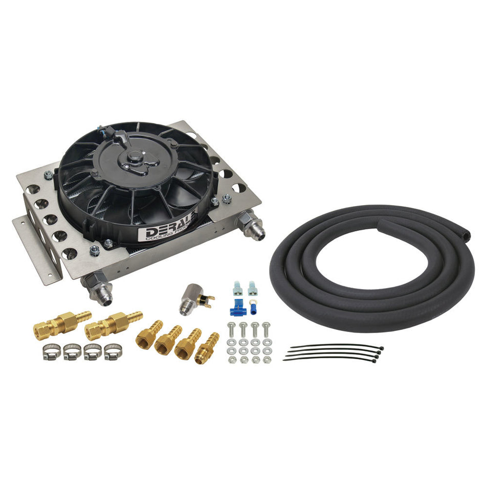 Derale 15 Row Atomic Cool Plate & Fin Remote Transmission Cooler Kit, -8AN