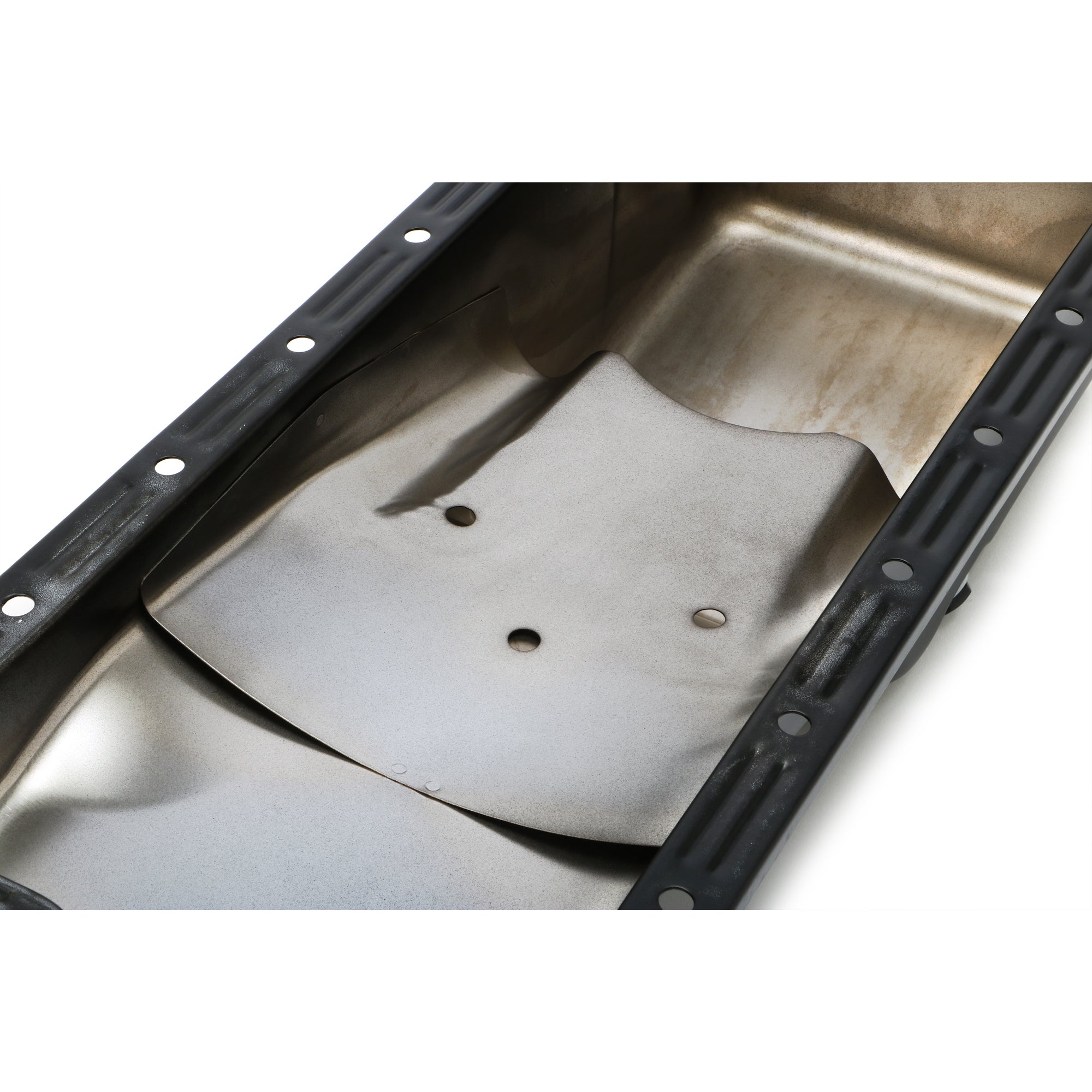Trans-Dapt Performance Front Sump Engine Oil Pan 4 qt Stock Depth Steel - Black Powder Coat