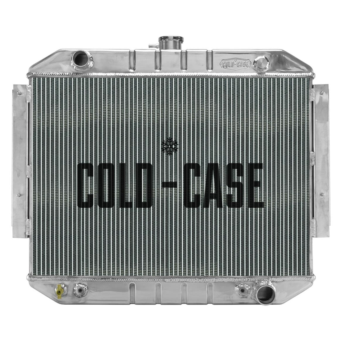 Cold-Case Radiators Radiator - Driver Side Inlet - Passenger Side Outlet - With Air Conditioning - Aluminum - Polished