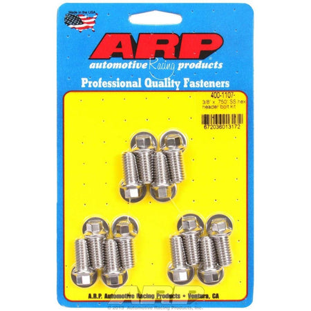 ARP Stainless Steel Header Bolt Kit - 3/8" x .750" Under Head Length (12 Pieces) - Hex