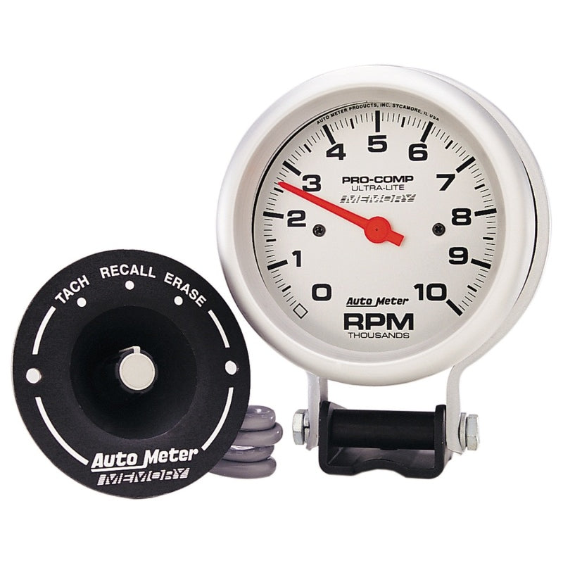 Auto Meter 10,000 RPM Silver Pro-Comp Memory Tachometer - 3-3/4" w/ Memory