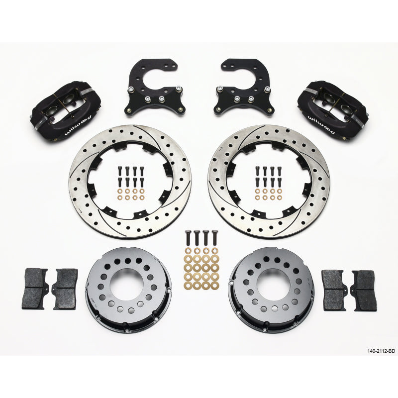 Wilwood Dynalite Pro Series Rear Brake Kit - Black - SRP Drilled & Slotted Rotor - 12 Bolt Chevy
