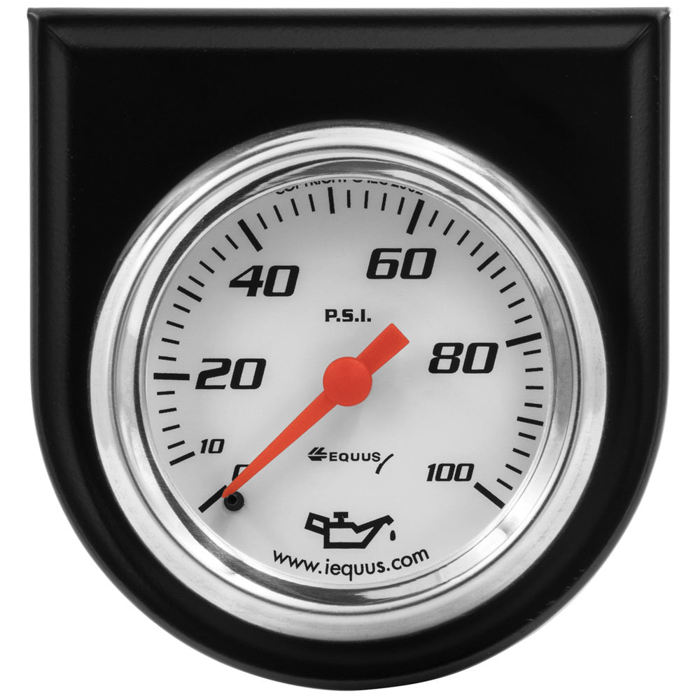 Equus 5000 Series Oil Pressure Gauge - 0-100 psi - Mechanical - Analog - 2" Diameter - Panel Mount - White Face