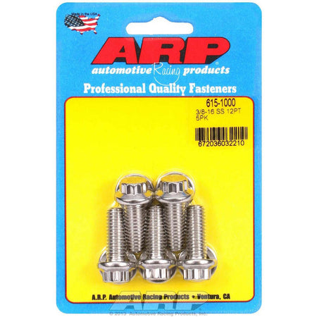 ARP 3/8-16 in Thread Bolt - 1 in Long - 7/16 in 12 Point Head - Polished - Universal - Set of 5