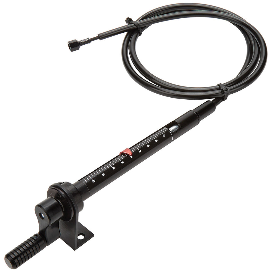 Allstar Performance Short Remote Brake Bias Adjuster - 3/8-24 in Thread - 5 ft Cable/Housing - Crank Adjuster - Black