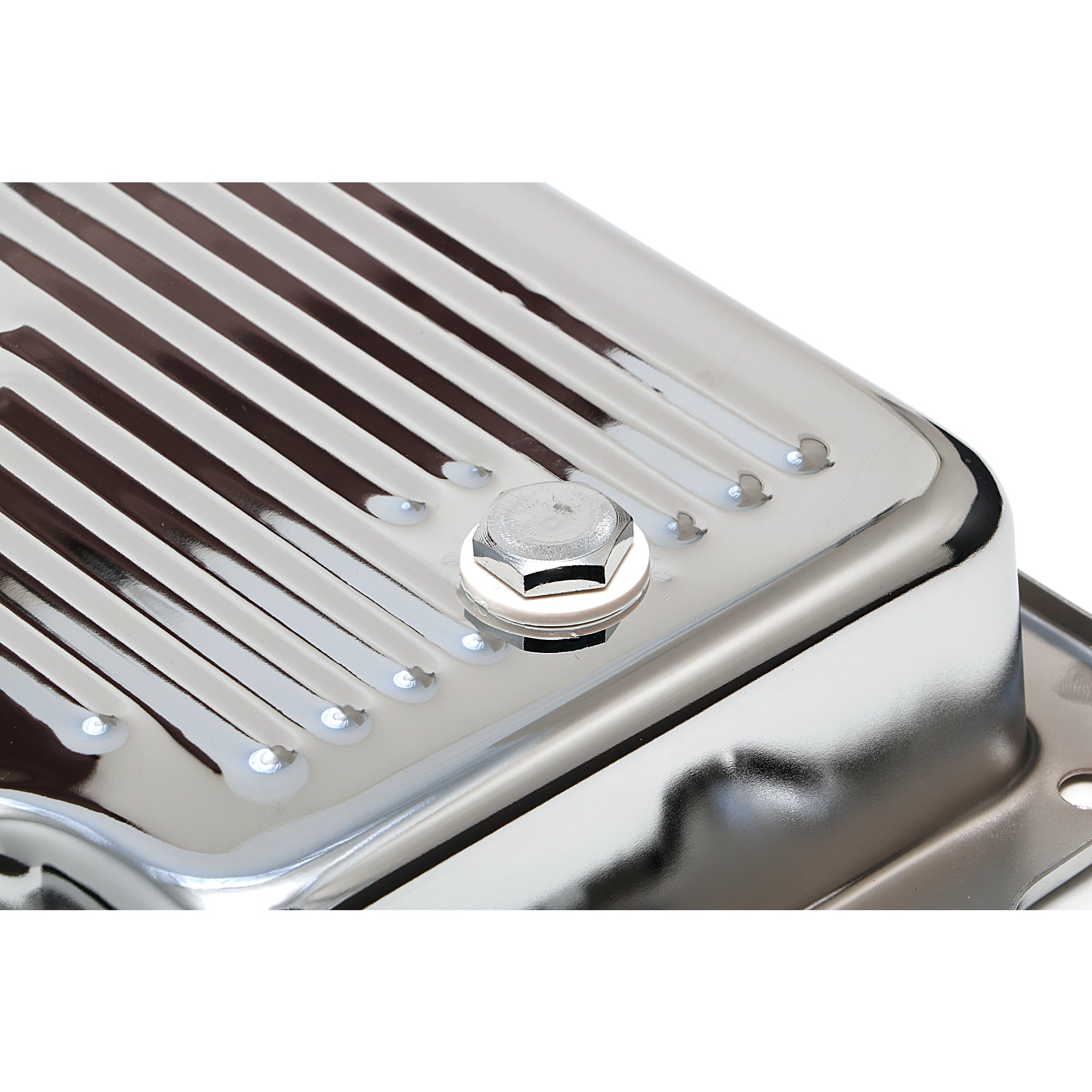 Trans-Dapt Transmission Pan - Finned - Steel - Chrome - C6