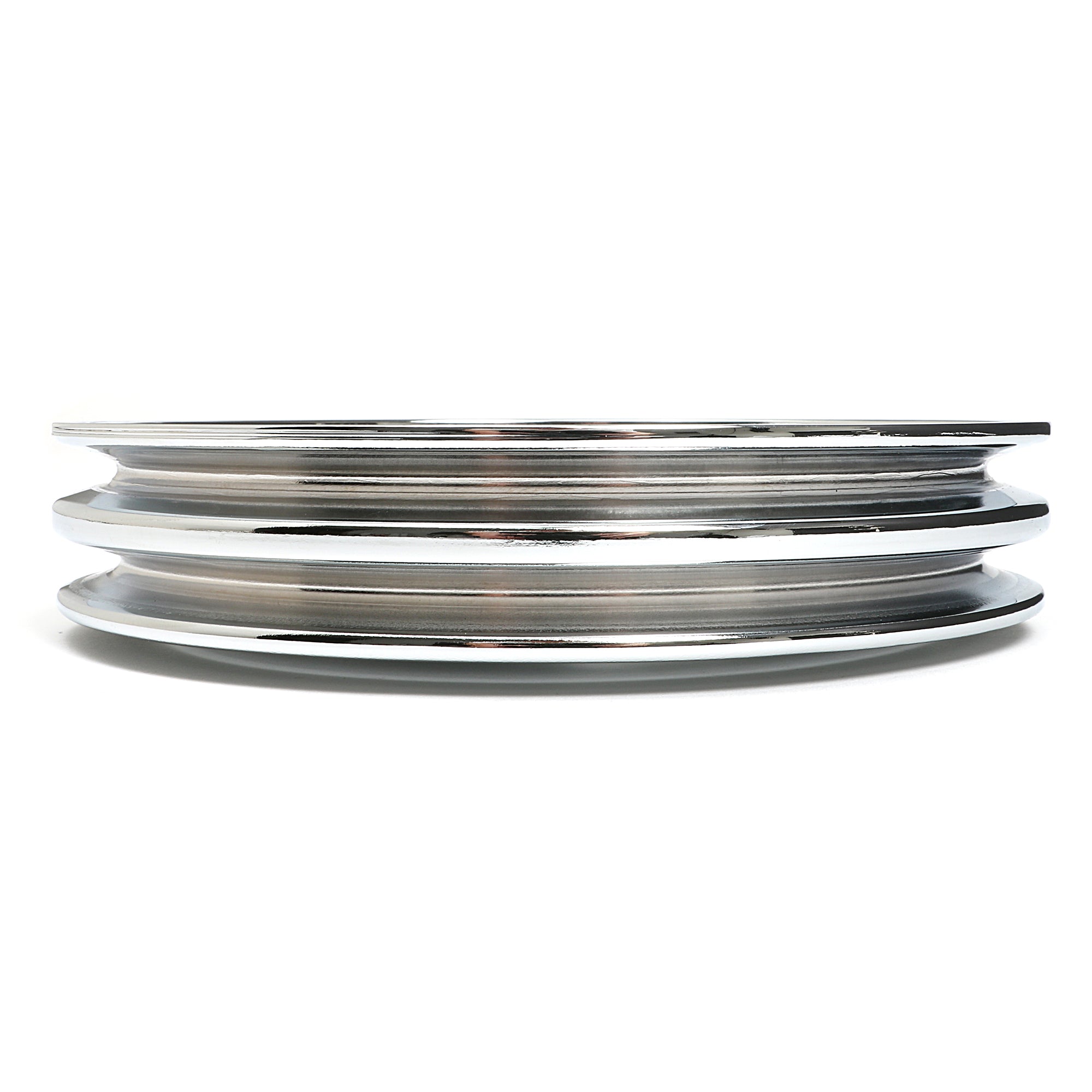 Trans-Dapt V-Belt 2 Groove Crankshaft Pulley - 7.6 in Diameter - Chrome - Short Water Pump - Big Block Chevy