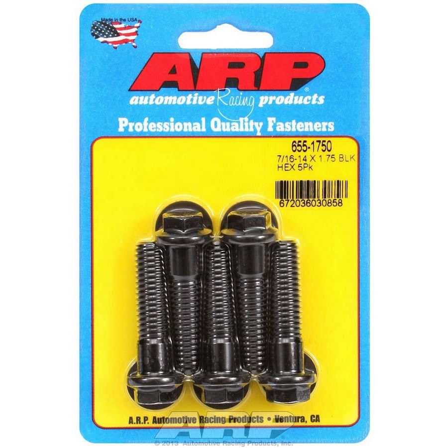 ARP 7/16-14" Thread Bolt 1-3/4" Long 1/2" Hex Head Chromoly - Black Oxide