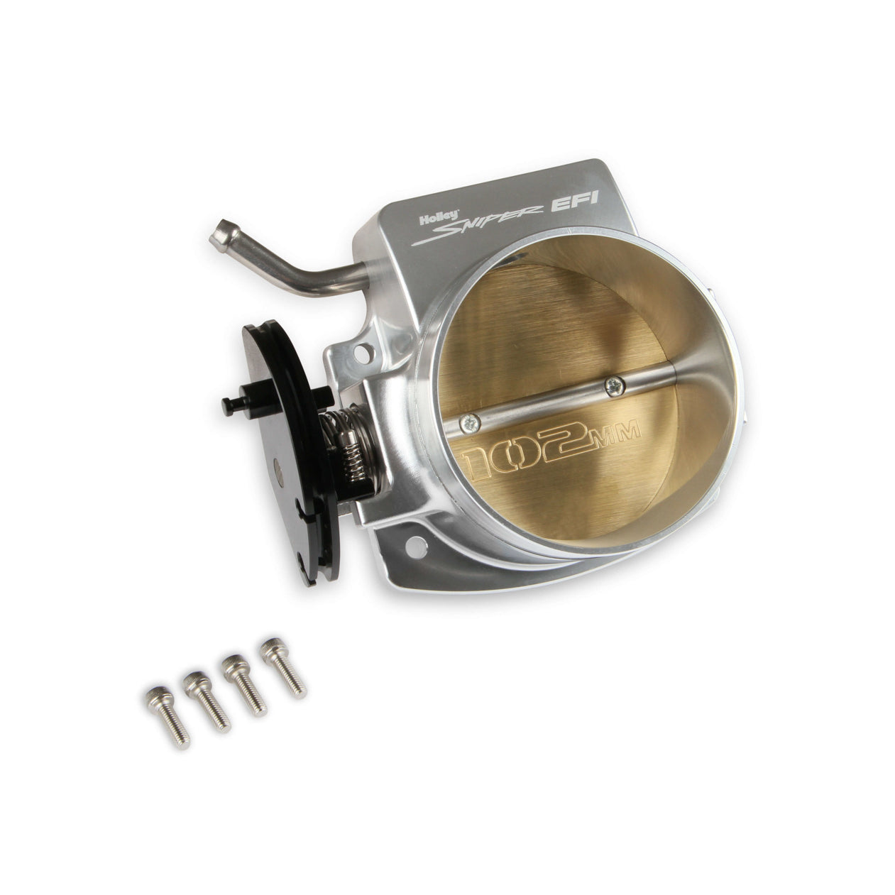 Sniper EFI Throttle Body - 102 mm Single Blade - Sniper EFI Logo - Billet Aluminum - Silver - Small Block Chevy