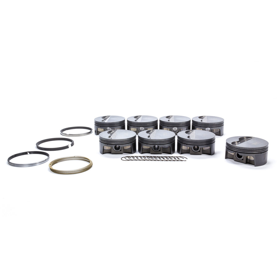 Mahle Small Block Ford Flat Top Piston - 4.045" Bore - 1 mm/1 mm/2 mm Ring Grooves - Minus 6.5 cc - Small Block Ford - (Set of 8)