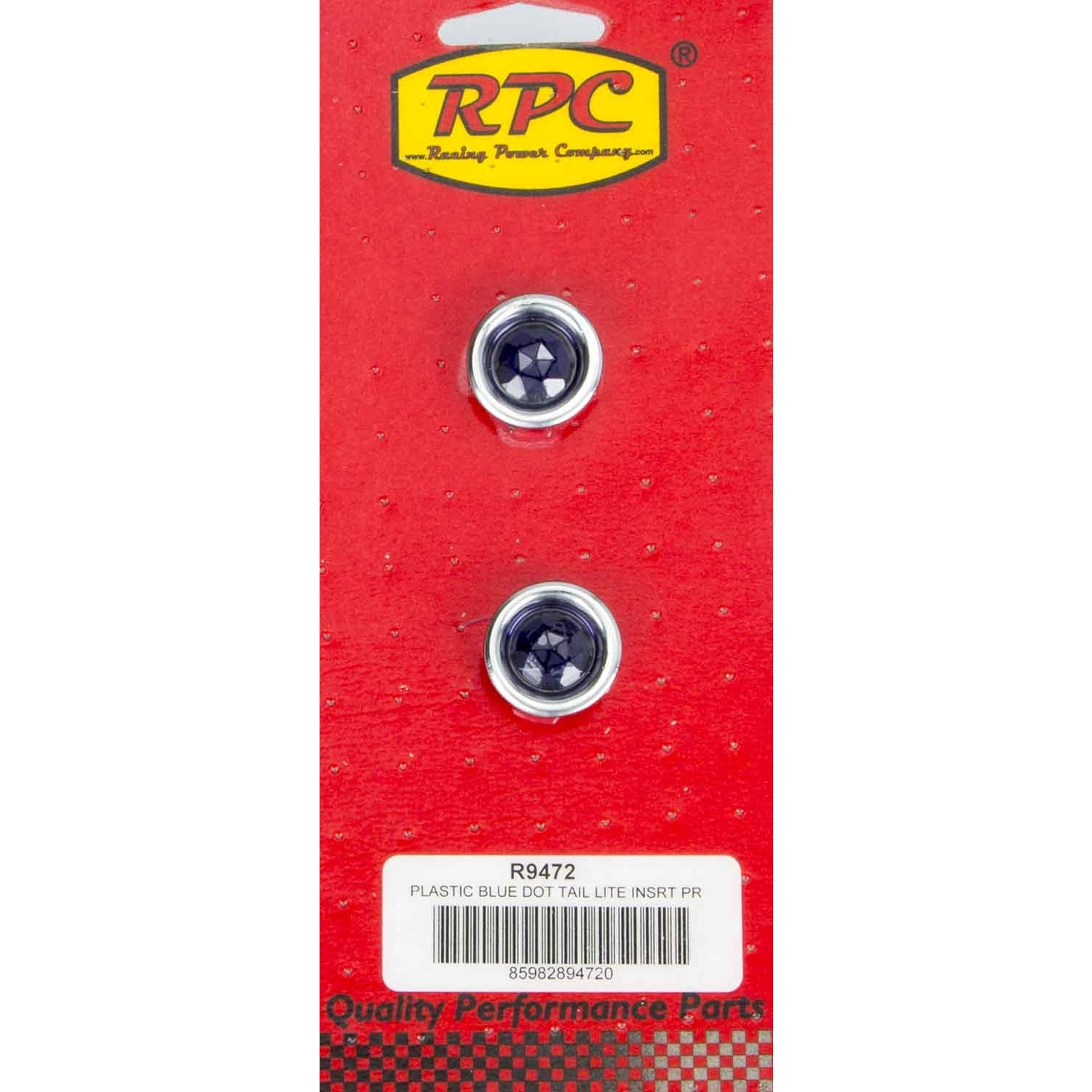 Racing Power 15/16" Mounting Hole Tail Light Blue Dots Plastic Blue/Chrome - Pair