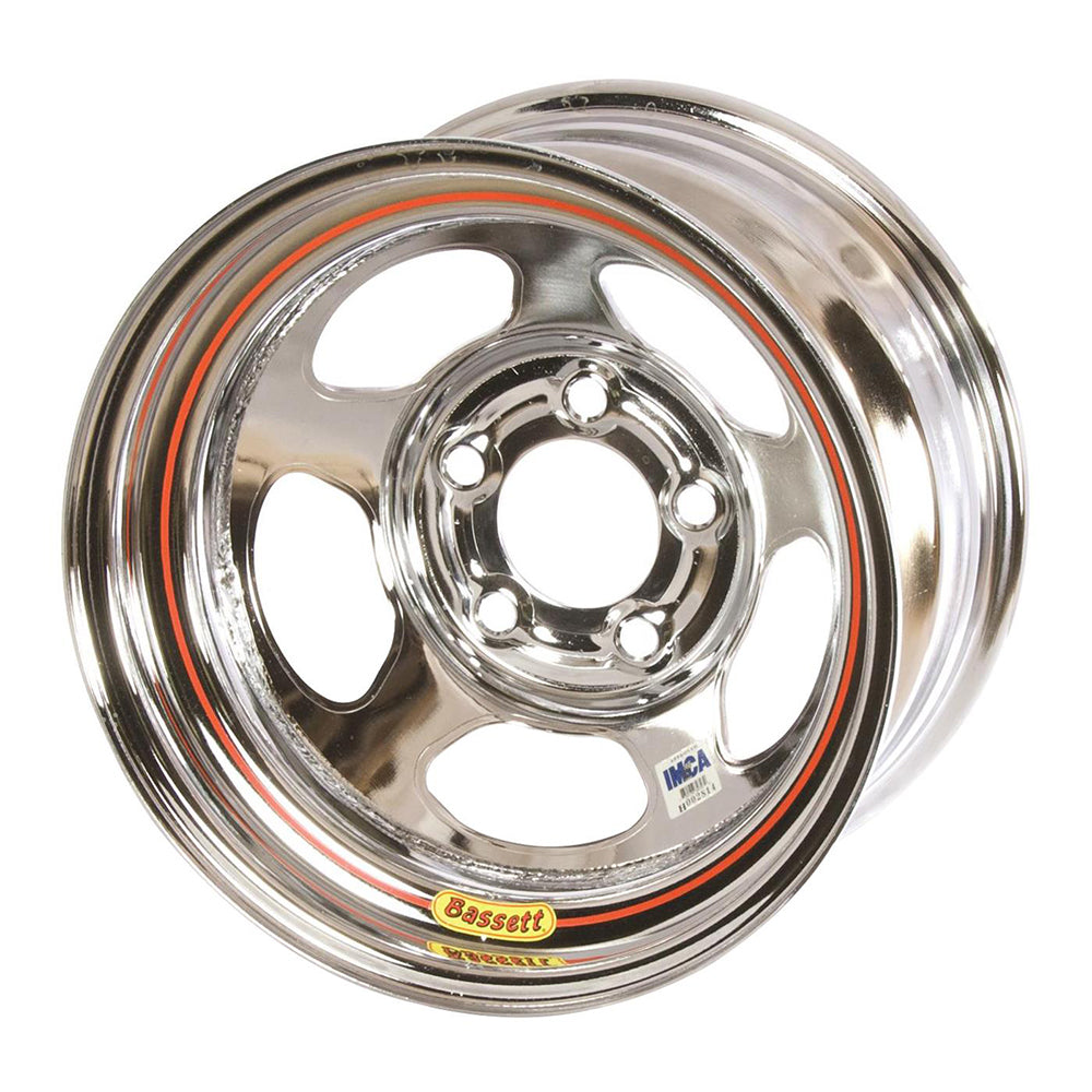 Bassett Inertia Advantage Wheel - 15 x 8 in - 2.000 in Backspace - 5 x 5.00 in Bolt Pattern - Chrome