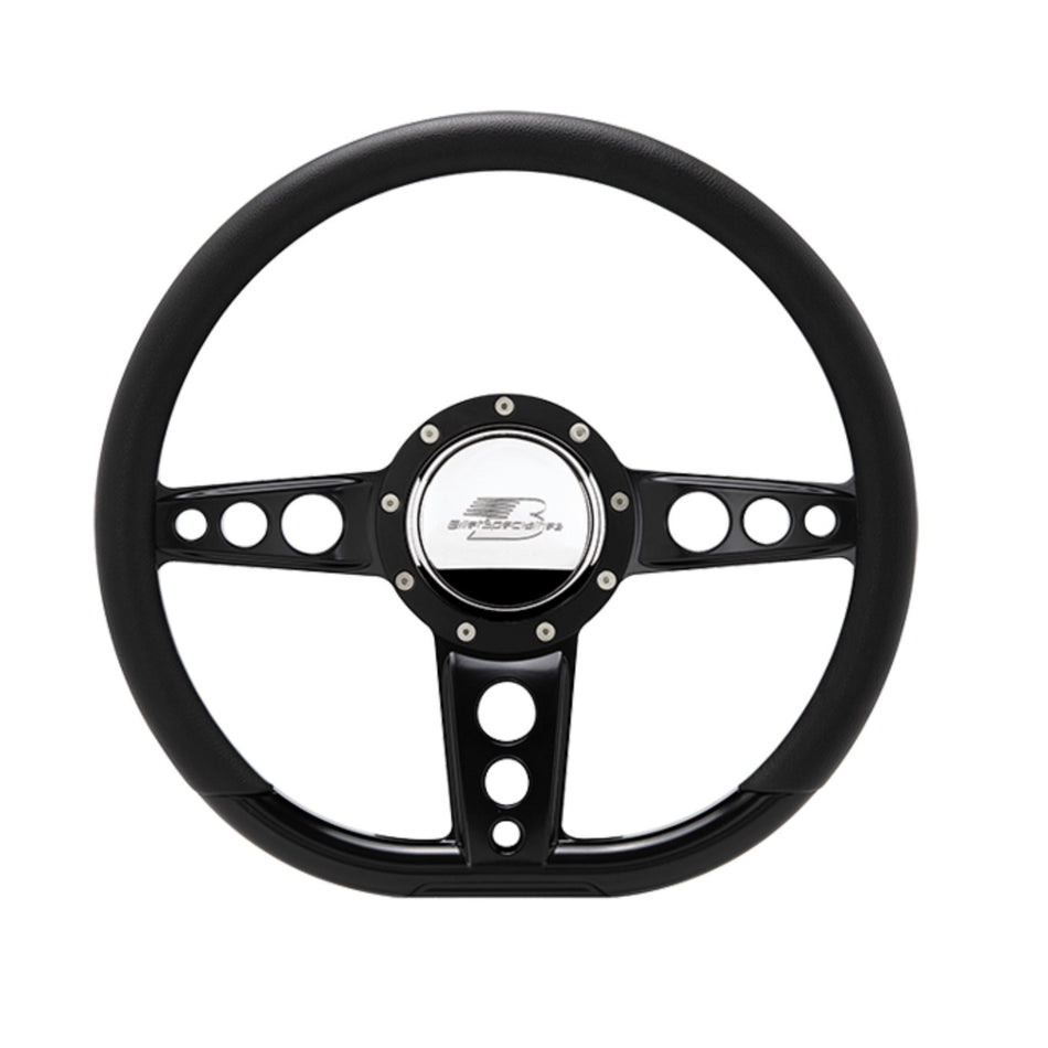 Billet Specialties Trans Am Steering Wheel - D-Shaped - 14" Diameter - 3 Spoke - 2" Dish - Aluminum - Black