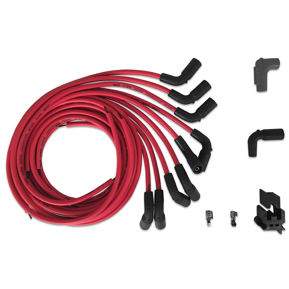 MSD Super Conductor Spiral Core 8.5 mm Spark Plug Wire Set - Red