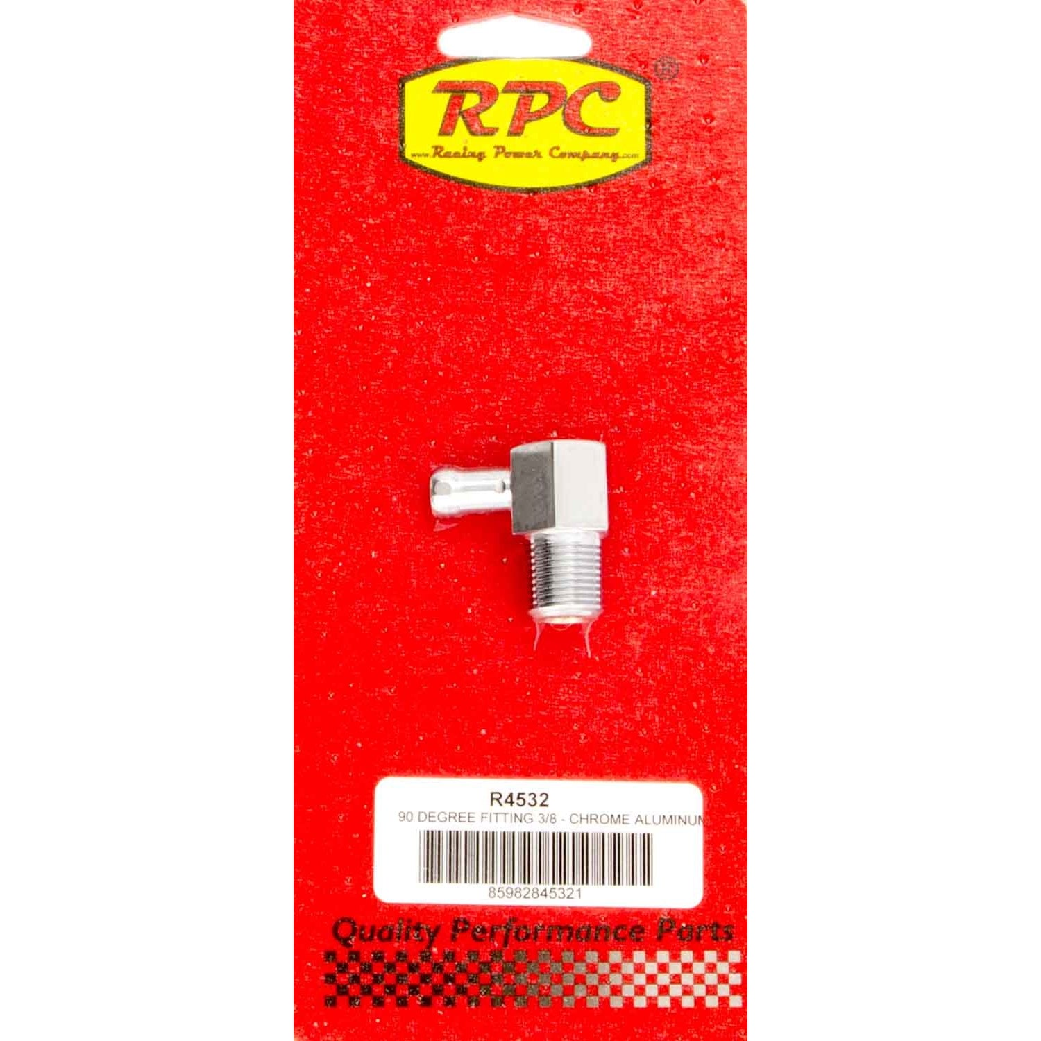 Racing Power Adapter Fitting 90 Degree 3/8" NPT Male to 3/8" Hose Barb Aluminum - Chrome