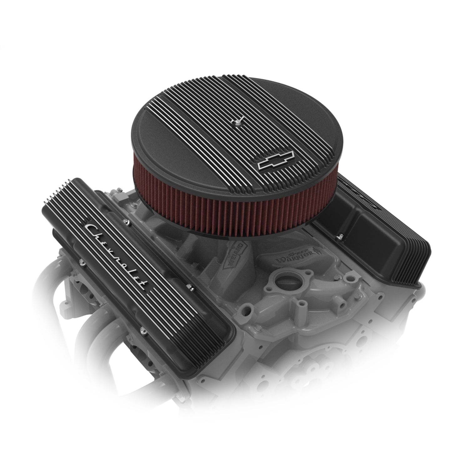 Holley Vintage Series Tall Valve Cover - Finned - Chevy Logo - Satin Black - Small Block Chevy - Pair