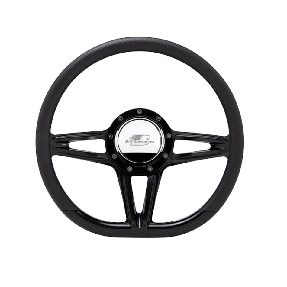 Billet Specialties Victory Steering Wheel - 14" Diameter - D-Shape - Aluminum - Black