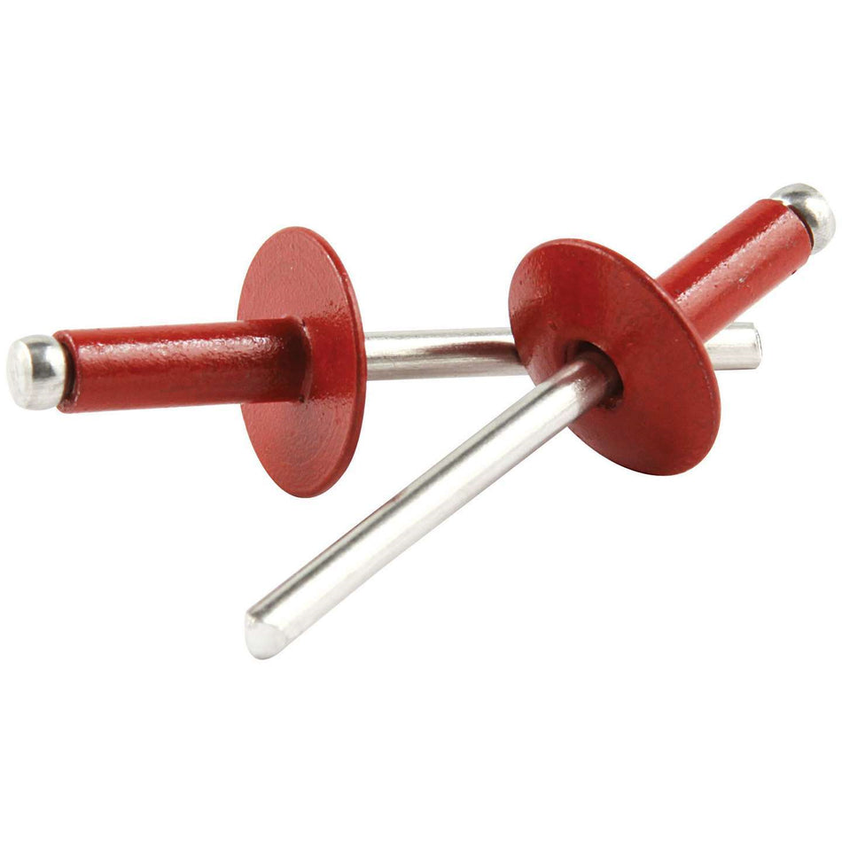 Allstar Performance 3/16" Large Head Aluminum Rivets - Red - 1/4" to 3/8" Grip Range - (250 Pack)