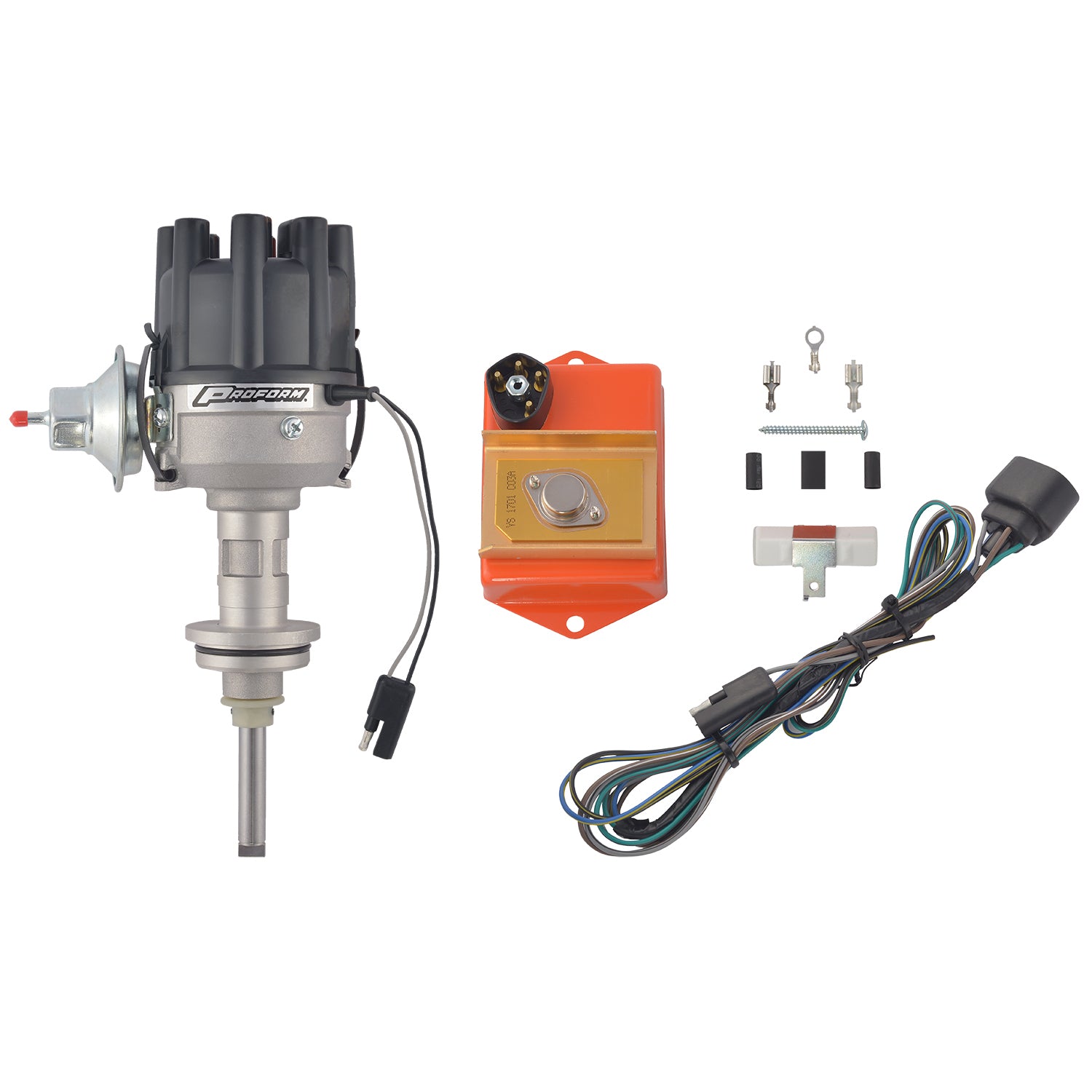 Proform Electronic Conversion Distributor - Magnetic Pickup - Vacuum Advance - Socket Style - Black Cap - Mopar B-Series