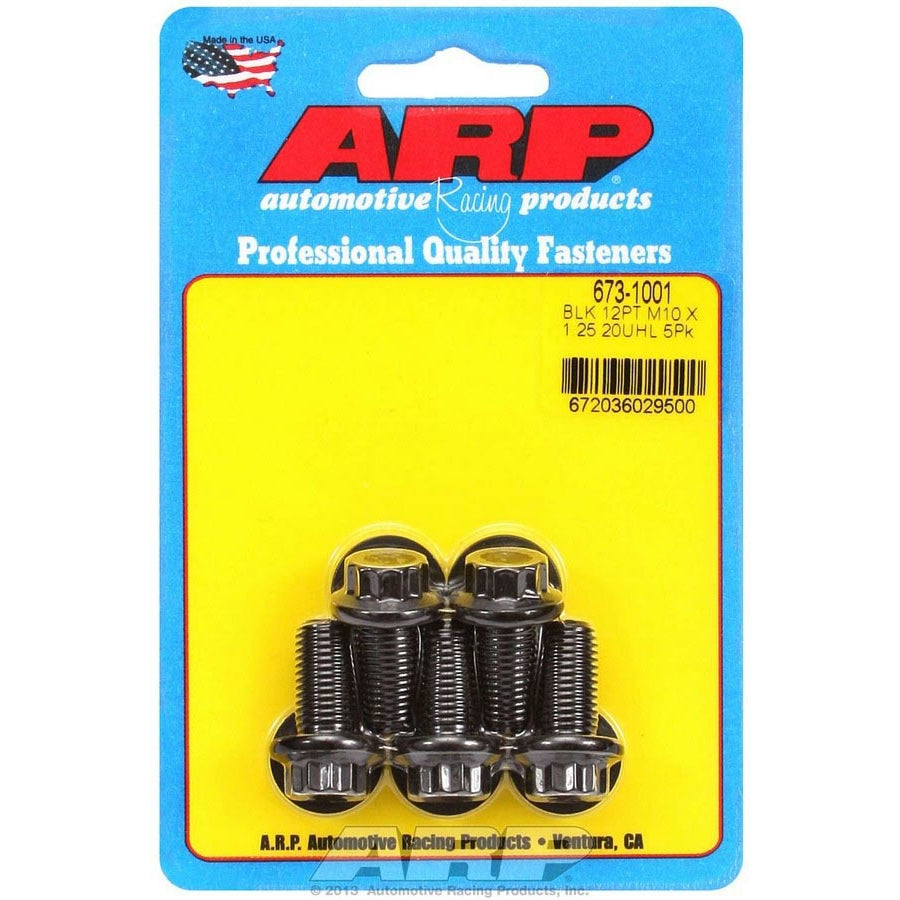 ARP Bolt - 20 mm Long - 12 mm 12 Point Head - Washers Included - Chromoly - Black Oxide - Universal - (Set of 5)