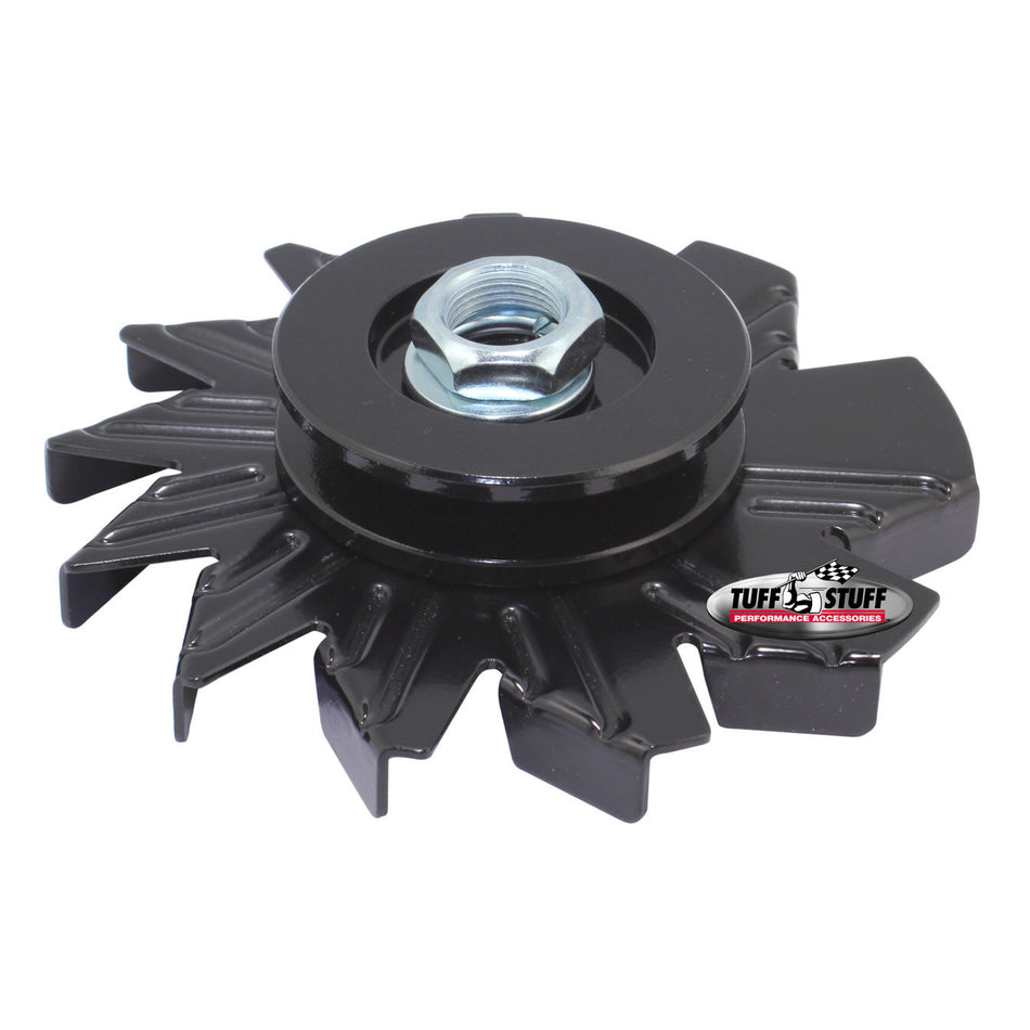 Tuff-Stuff Single V-Belt Pulley Alternator Pulley and Fan - Black Powder Coat - Tuff Stuff Alternators