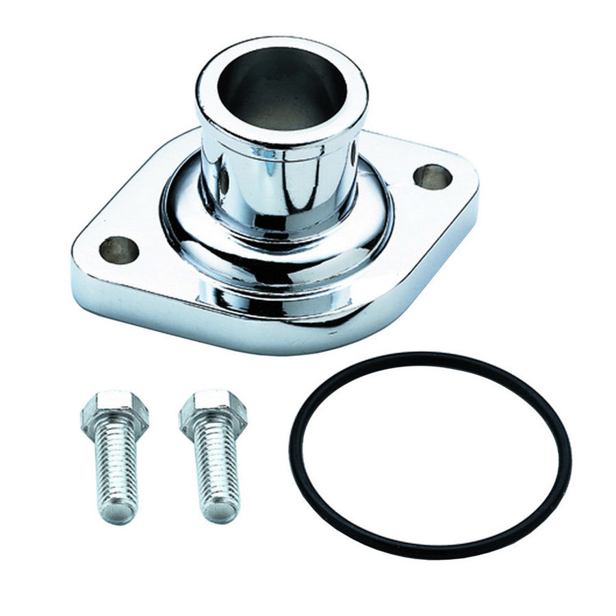Mr. Gasket Straight Water Neck - 1-1/2 in ID Hose - O-Ring - Chrome - Chevy V8
