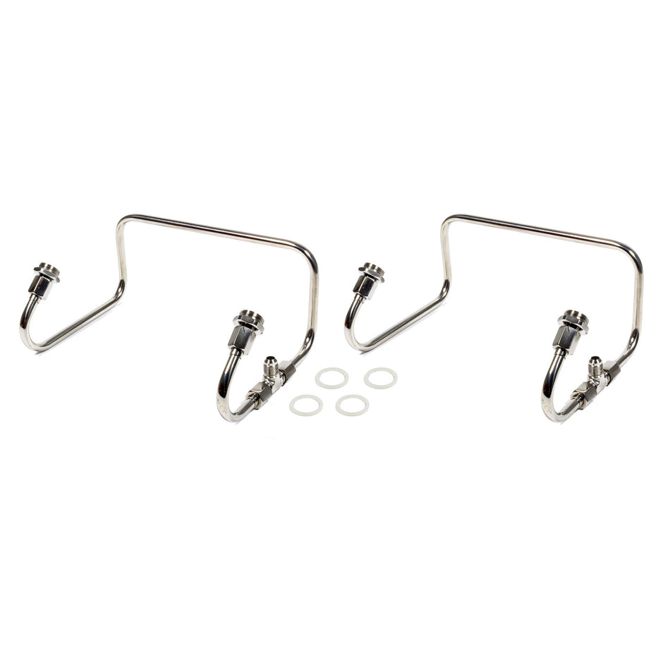 The Blower Shop Carburetor Fuel Line - 6 AN Male Inlet - 6 AN Dual Outlets - Polished - Holley 4150