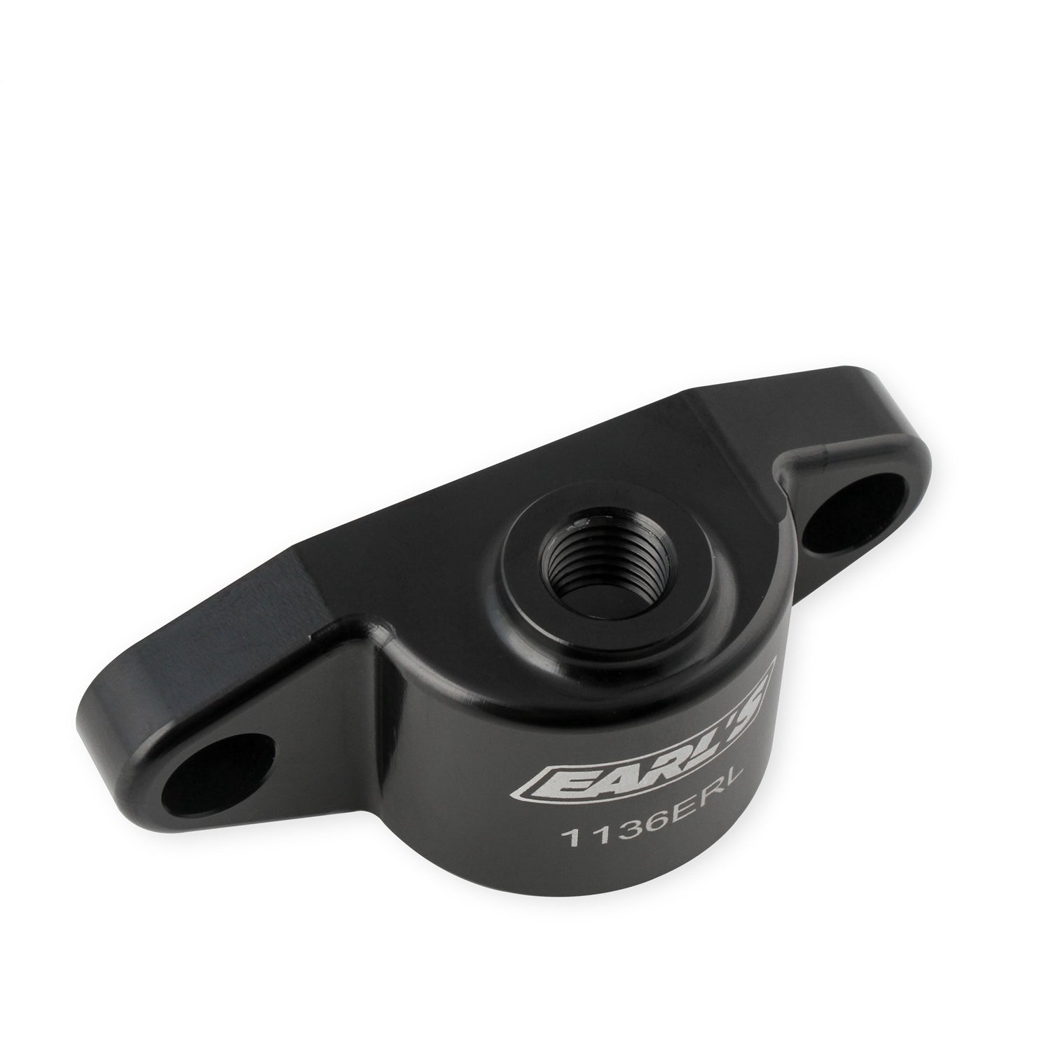 Earl's Bolt-On Oil Filter Blockoff Adapter - 1/8 in NPT Female Inlet - Black Anodized - GM GenV LT-Series 1136ERL