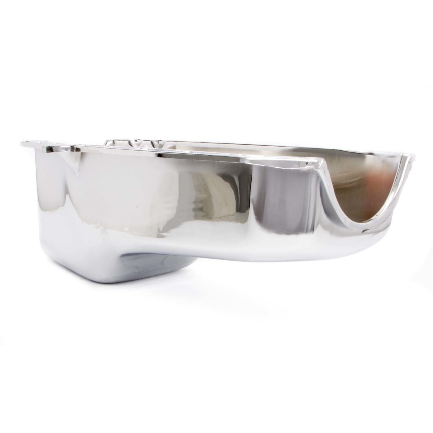 Racing Power Rear Sump Oil Pan - 4 Quart - Stock Depth - Chrome - 2 Piece Seal - Small Block Chevy R9092