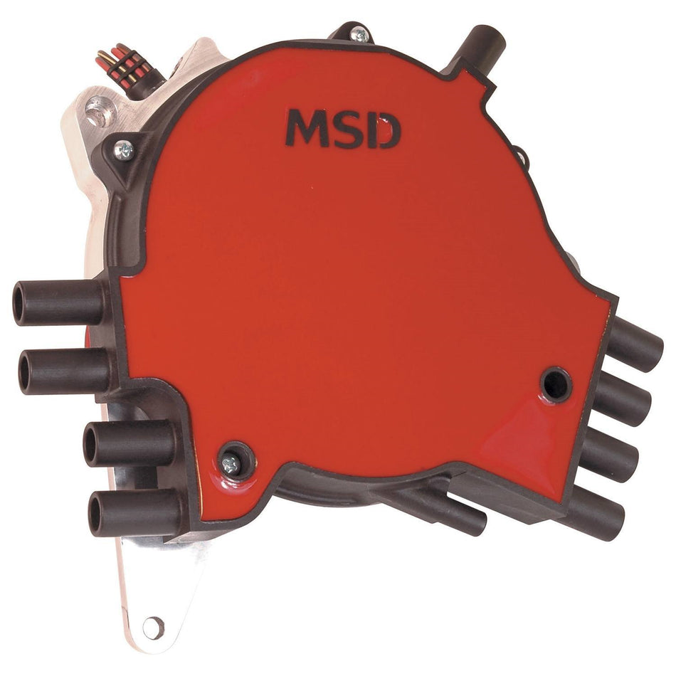 MSD Pro-Billet OptiSpark Distributor - Optical Pickup - Electronic Advance - Socket Style - Black / Red - Pin Drive - GM LT-Series 1992-97