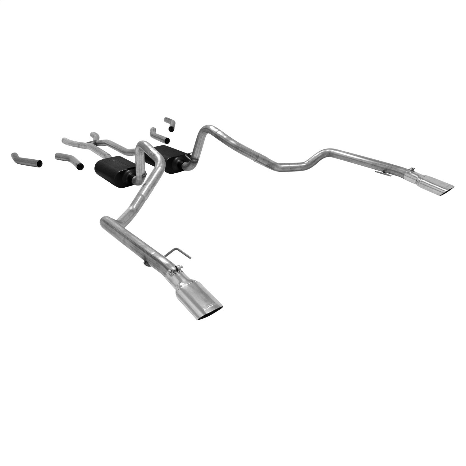 Flowmaster American Thunder Exhaust System - Crossmember-Back - 2-1/2" Tailpipe - 2-1/2" Tips - Steel - Aluminized