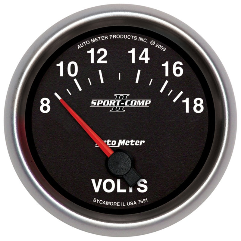 Auto Meter 2-5/8 Gauge Voltmeter 18V Electric Sport-Comp