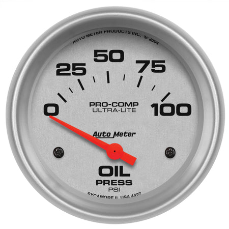 Auto Meter Ultra-Lite Electric Oil Pressure Gauge - 2-5/8" - 0-100 PSI