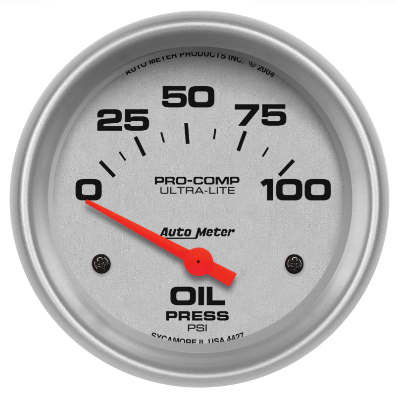 Auto Meter Ultra-Lite Electric Oil Pressure Gauge - 2-5/8" - 0-100 PSI