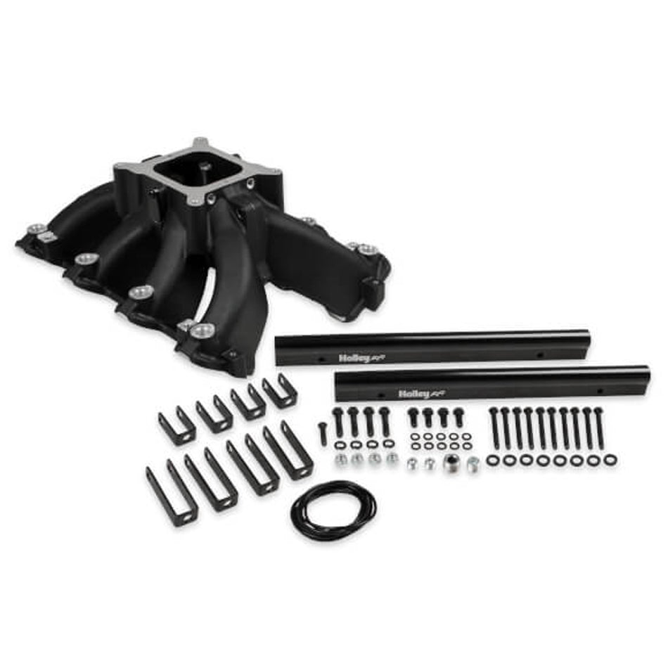 Holley Single-Plane Race Square Bore Single Plane Intake Manifold - Black Ceramic - LS1 / LS2 / LS6 - GM LS-Series