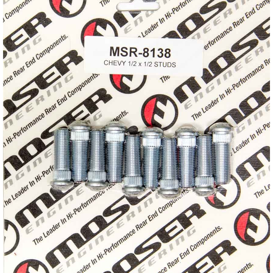 Moser Engineering 1/2-20" Thread Wheel Stud 1.500" Long 0.530 Knurl Steel - Set of 10