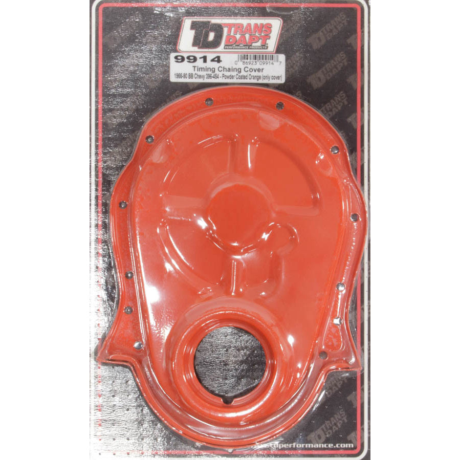 Trans-Dapt 1-Piece Timing Cover - Orange Powder Coat - Big Block Chevy