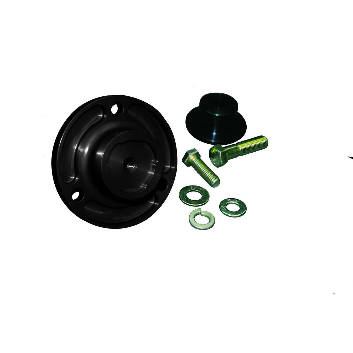 KRC Power Steering R-Lok Crankshaft Hub - 1.245" Long - Hardware Included - Black - Small Block Chevy