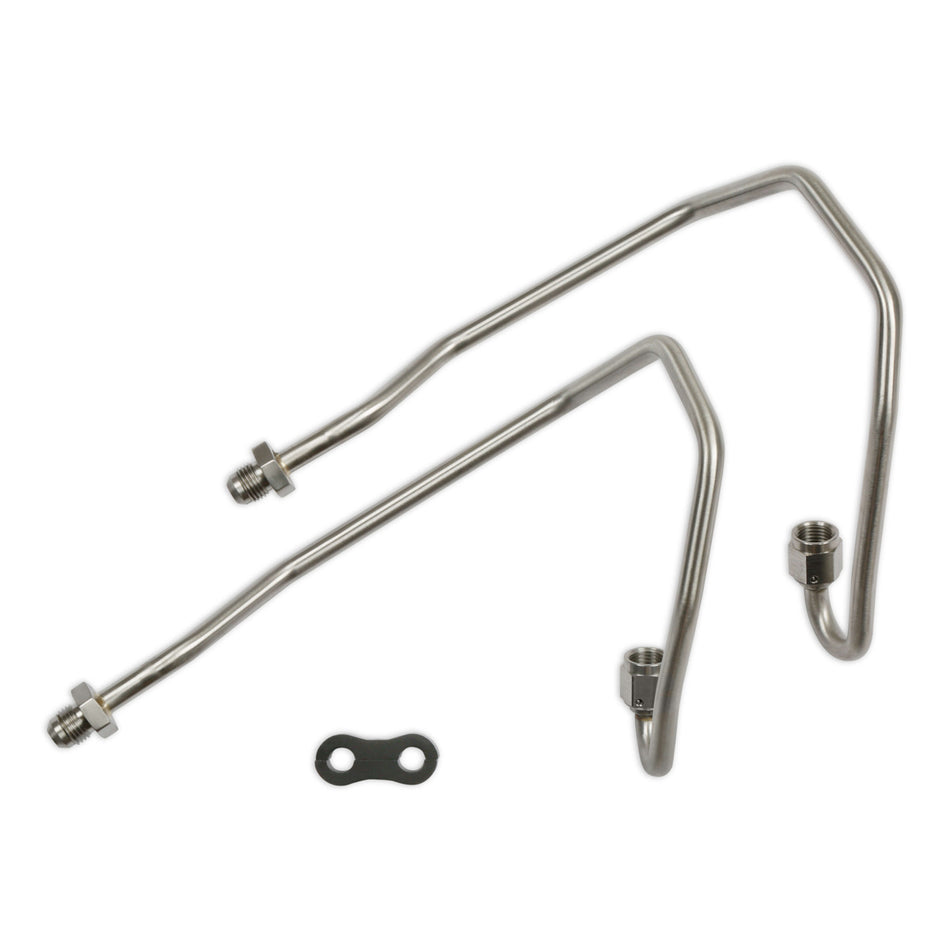 Holley Power Steering Pressure Tube - 6 AN Inlet/Outlet - Pressure/Return - Separator - Nickel Plated - Borgeson Mopar Box