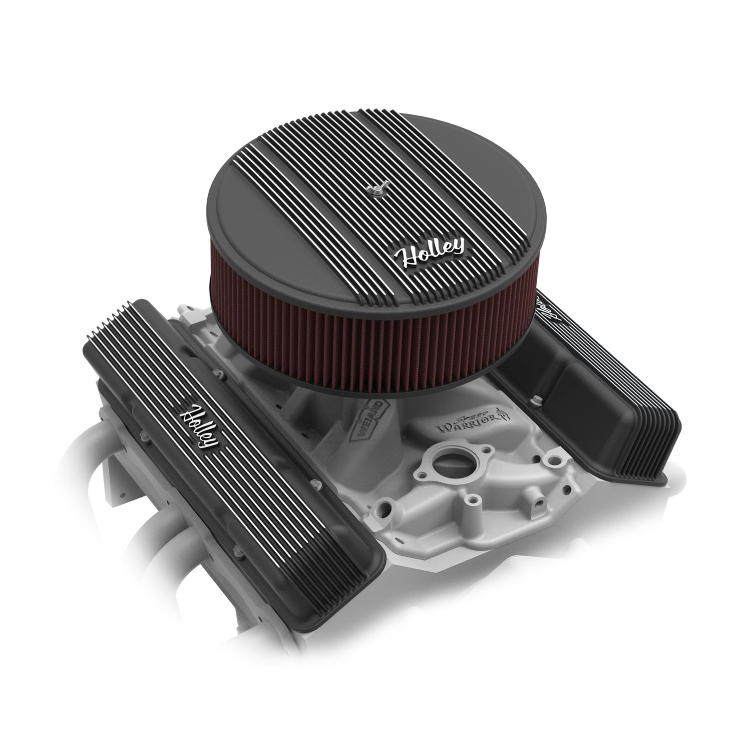 Holley 14"x4" Round Finned Air Cleaner - Premium Element - Black