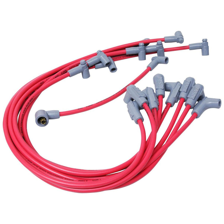 MSD Super Conductor Spark Plug Wire - 8.5mm - Red - 90 Boots - Chevy - SB - V8