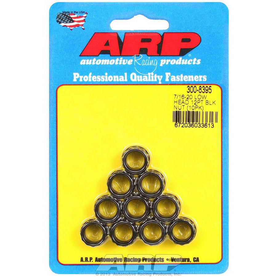 ARP 7/16-20 in Thread Nut - 1/2 in 12 Point Head - Chromoly - Black Oxide - Universal - Set of 10