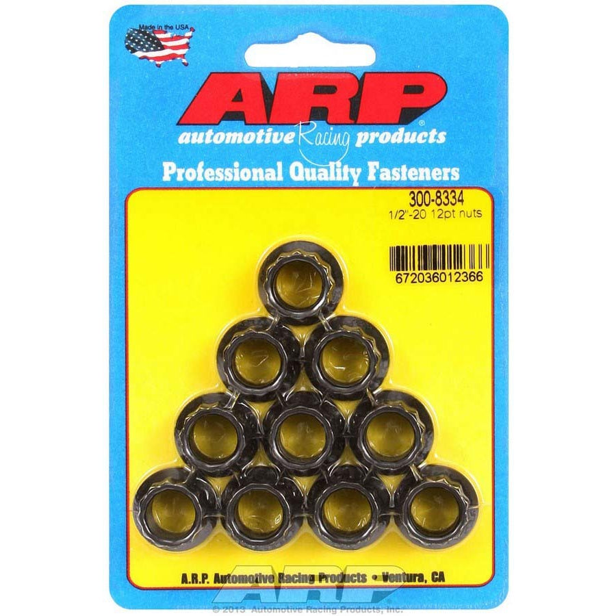ARP Replacement Nuts - 1/2"-20 Thread, 9/16" 12 Pt. Socket Size - (10 Pack)