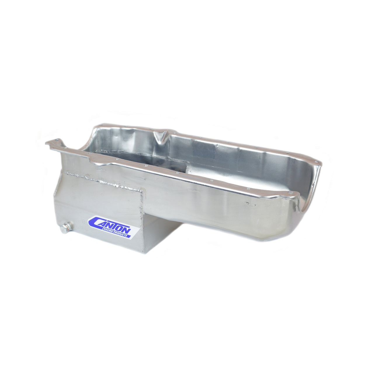Canton Drag Race Rear Sump Oil Pan - 6 Quart - 8 in Deep - Cadmium - 2 Piece Seal - Small Block Chevy
