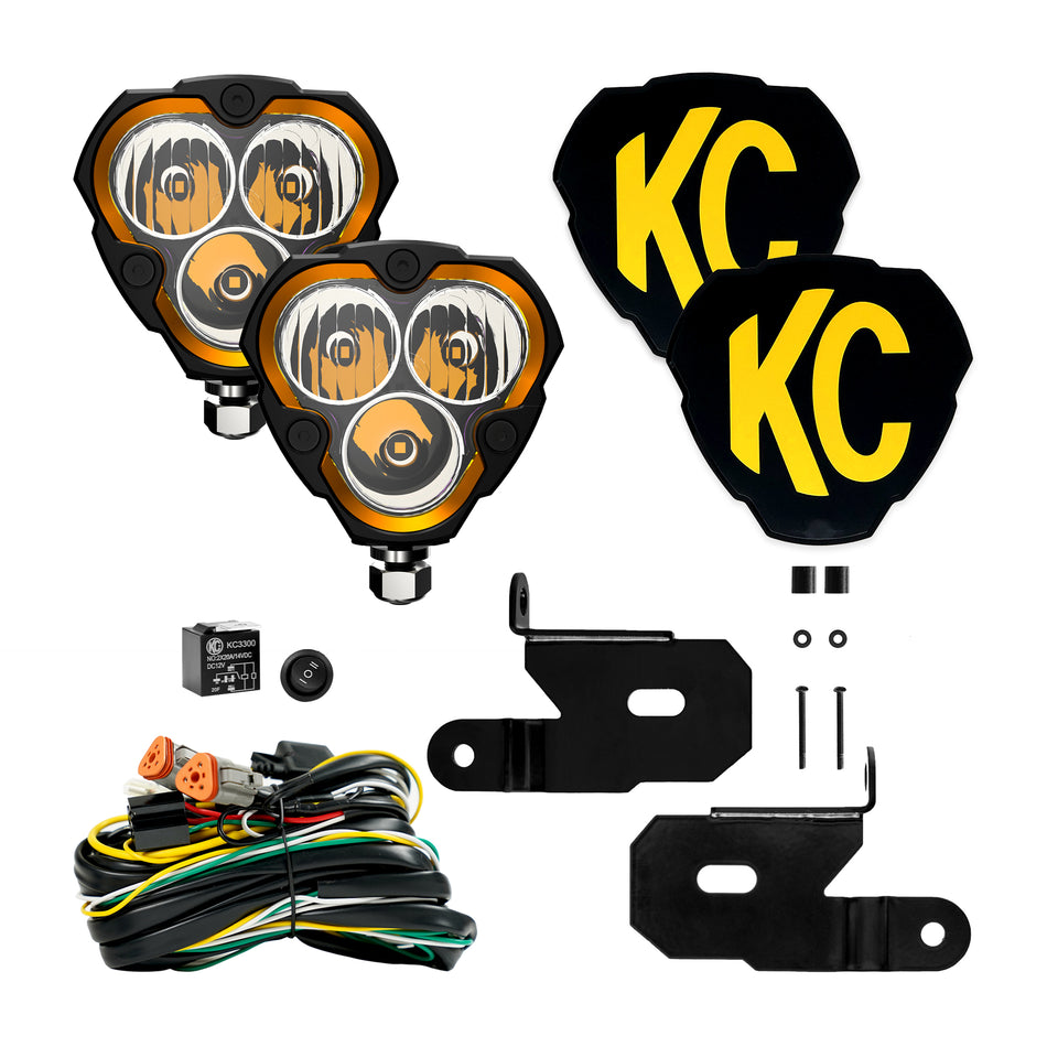 KC HiLiTES Flex Era 3 LED Combo Light Assembly - 40 Watts - 2 White LED - Jeep JL/JT