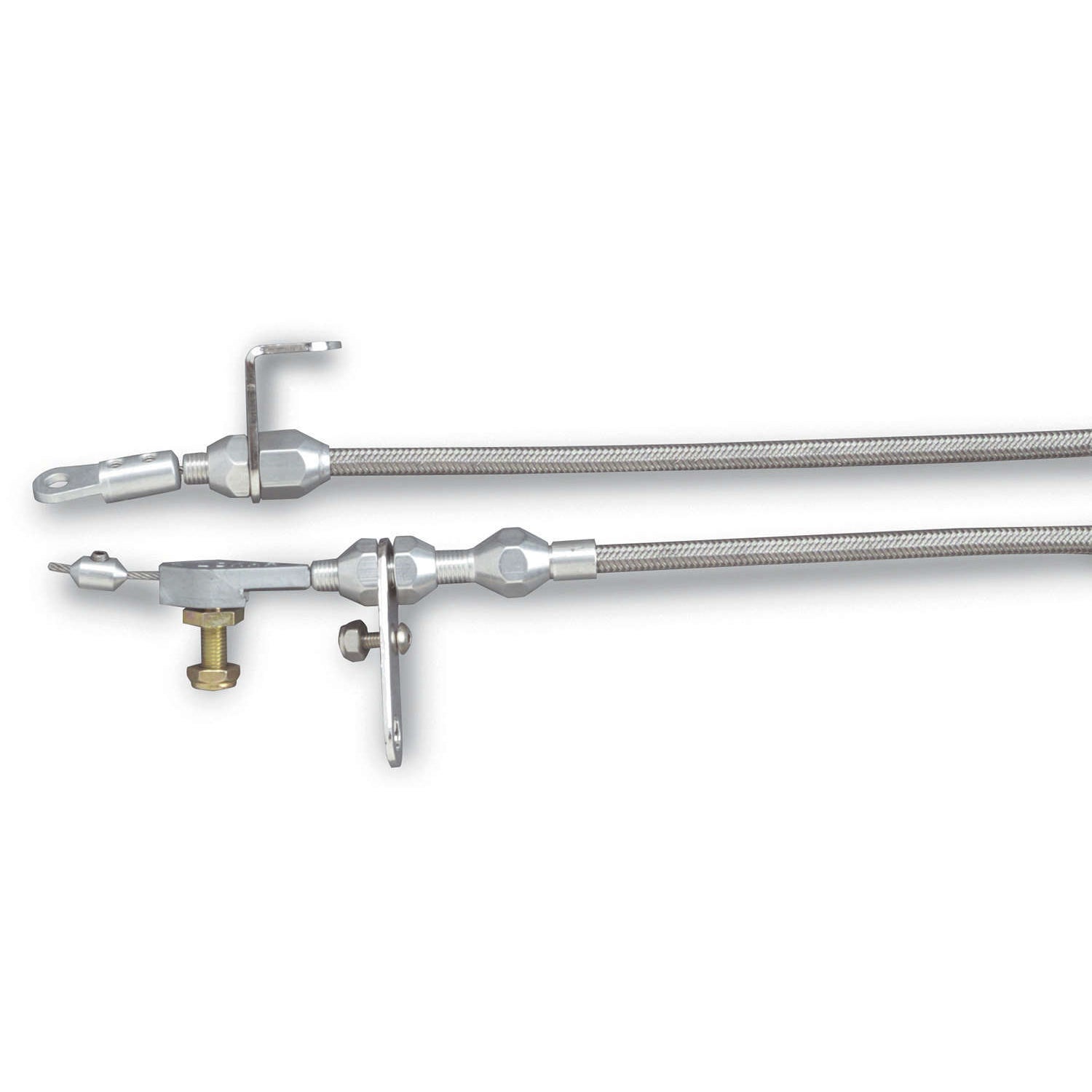 Lokar Hi-Tech Kickdown Cable - Adjustable Length - Braided Stainless Housing - Aluminum Fittings - Natural - FMX