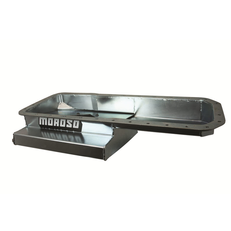 Moroso Road Race Engine Oil Pan - Rear Sump - 7 qt - 6.250" Deep - Baffled - Steel - Zinc Oxide - Nissan 6-Cylinder