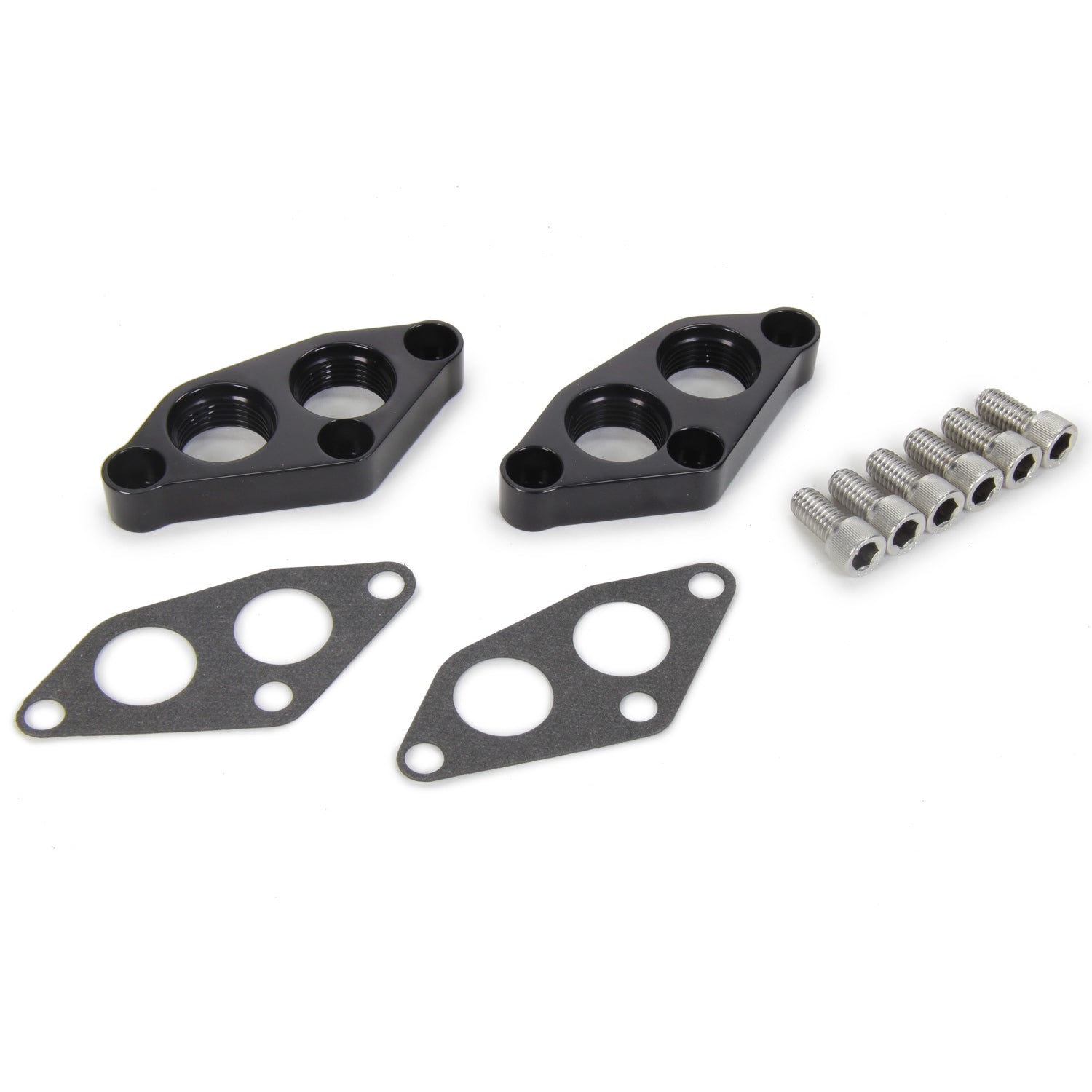 Meziere Standard to Remote Water Pump Adapter - 12 AN Female Ports - Aluminum - Black - Big Block Mopar - (Pair)