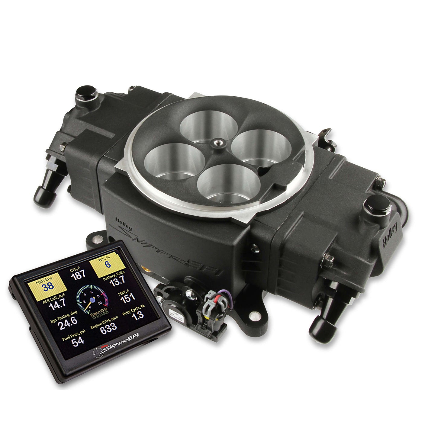 Holley Super Sniper Stealth EFI Fuel Injection System - Throttle Body - Square Bore - Aluminum - Black
