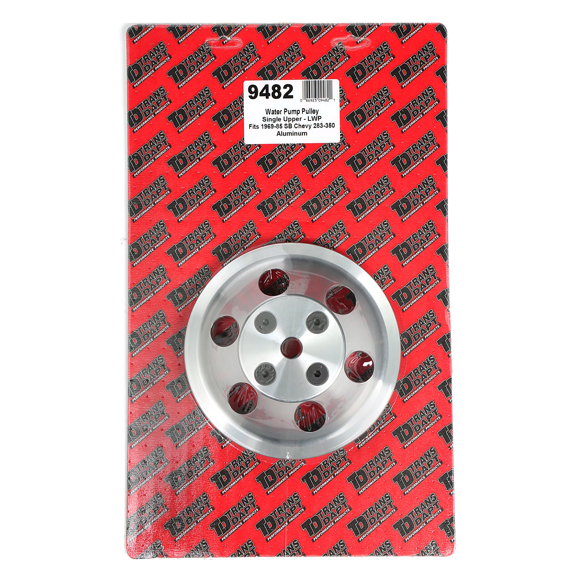 Trans-Dapt V-Belt 1 Groove Water Pump Pulley - 6.625 in Diameter - Machined Aluminum - Long Water Pump - Small Block Chevy